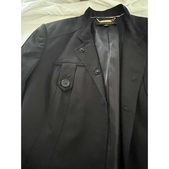 Anne Klein Collection Belted Safari Blazer Black Rayn Cotton Jacket Women 8 NWOT - Picture 10 of 16